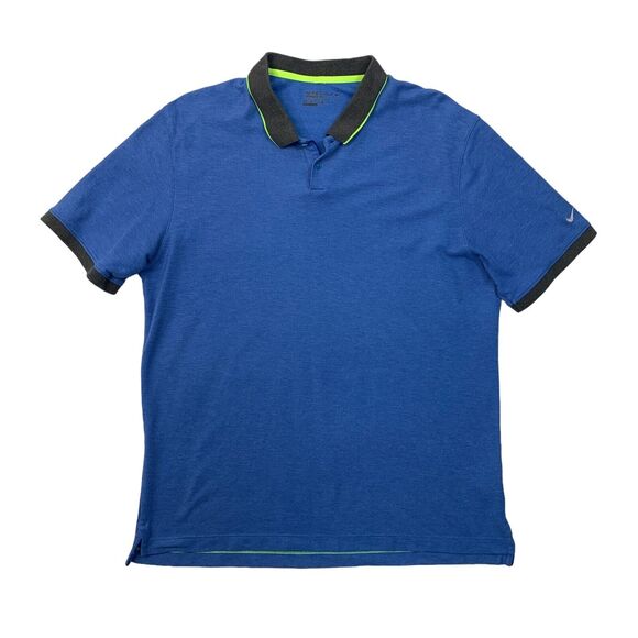 Nike Polo Shirt Mens L Large Golf Standard Dri Fit Tipped Collar Cotton Blend - Picture 1 of 12